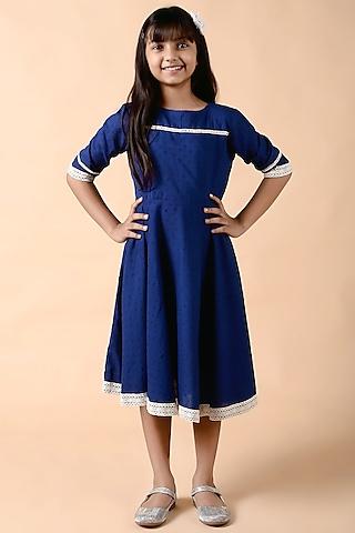 royal blue embroidered dress for girls