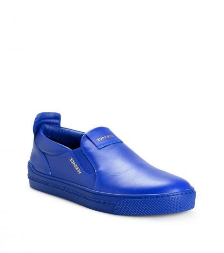 royal blue logo print loafers