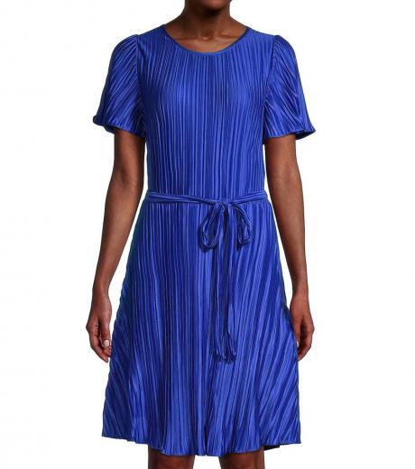 royal blue pleated a line dress