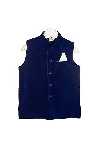 royal blue velvet nehru jacket for boys