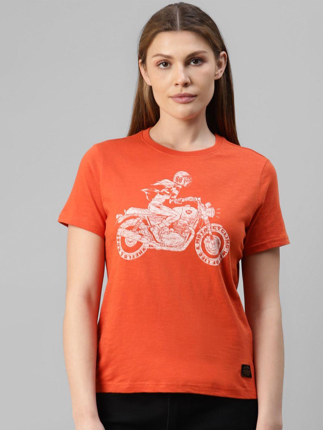 royal enfield graphic printed  round neck cotton t-shirt