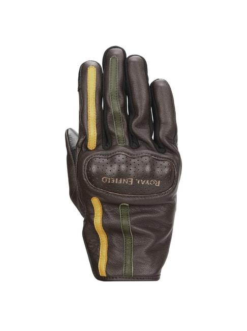 royal enfield gritty riding gloves brown & olive&yellow - l