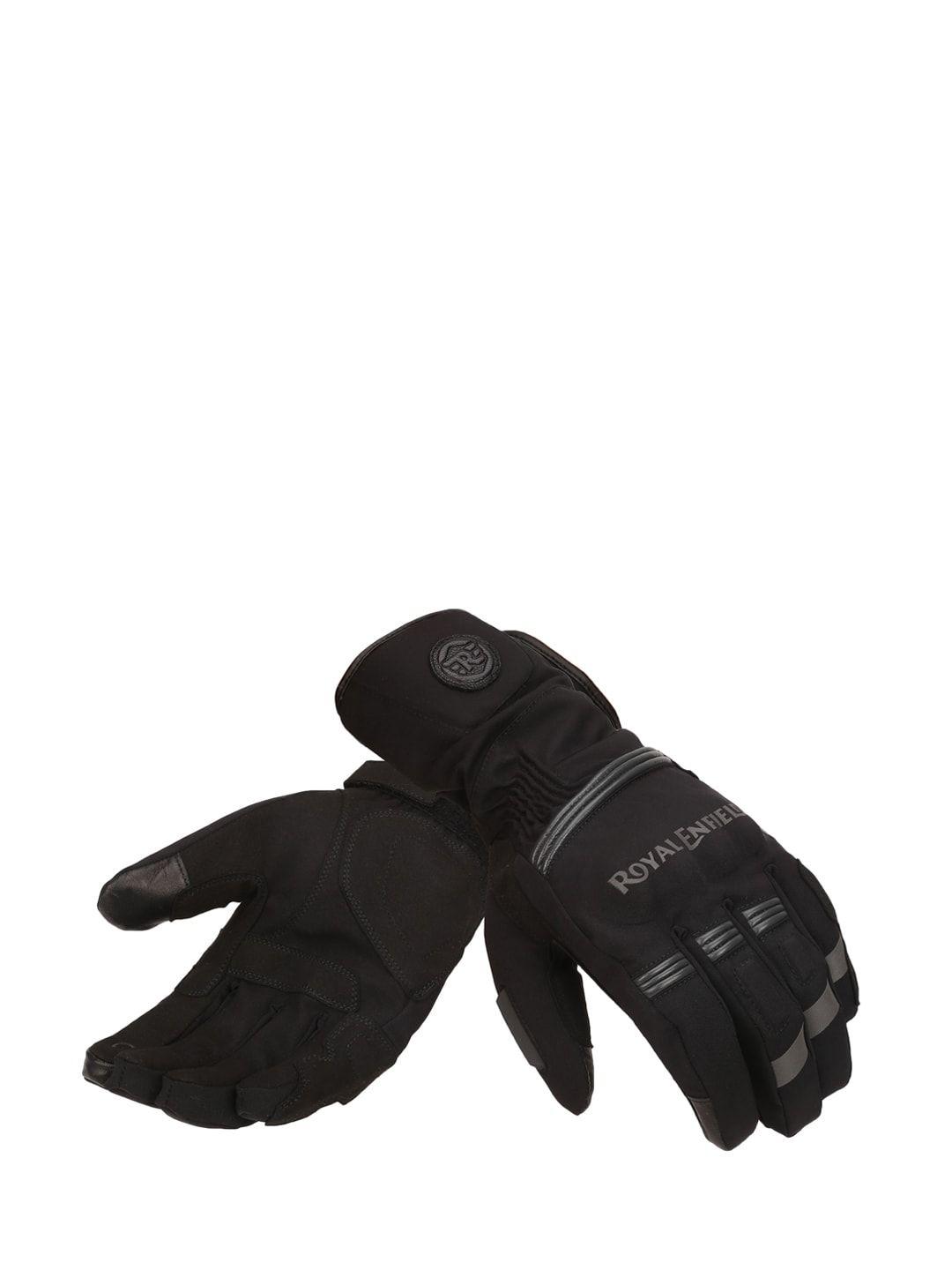 royal enfield men black & grey leather blizzard riding gloves