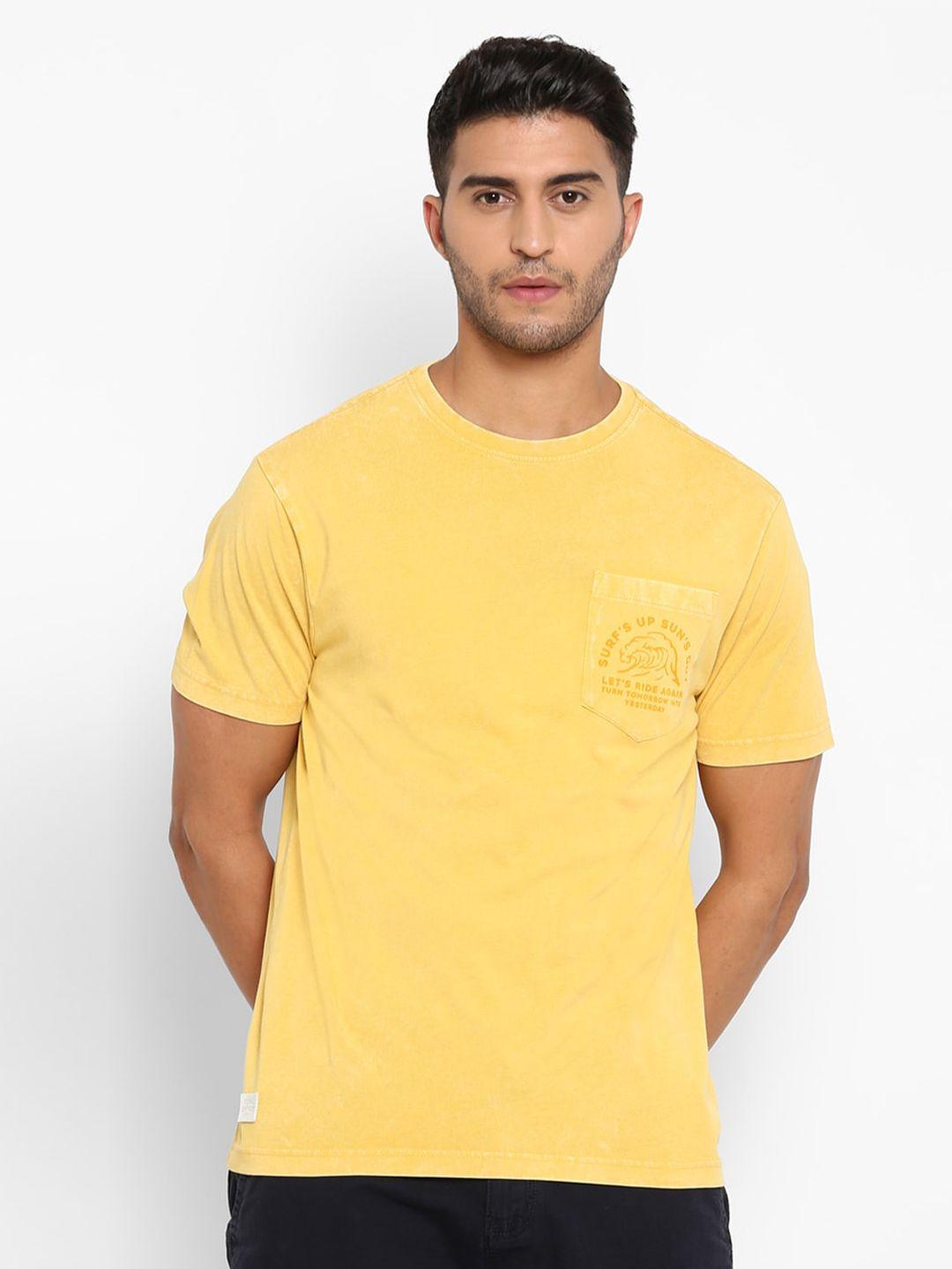 royal enfield men yellow solid t-shirt