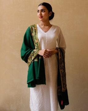 royal green woollen shawl