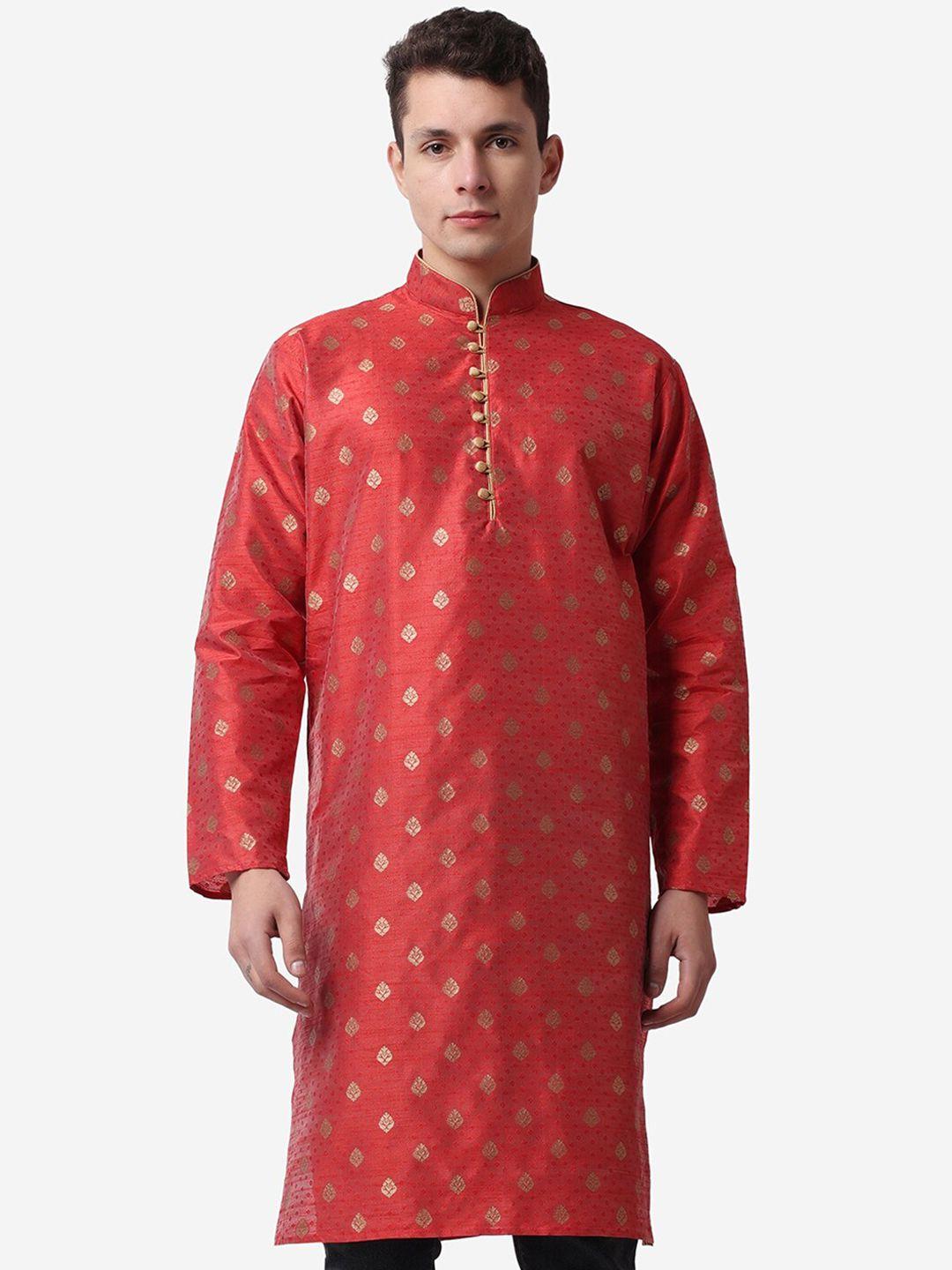 royal kurta ethnic motifs printed mandarin collar jacquard a-line kurta