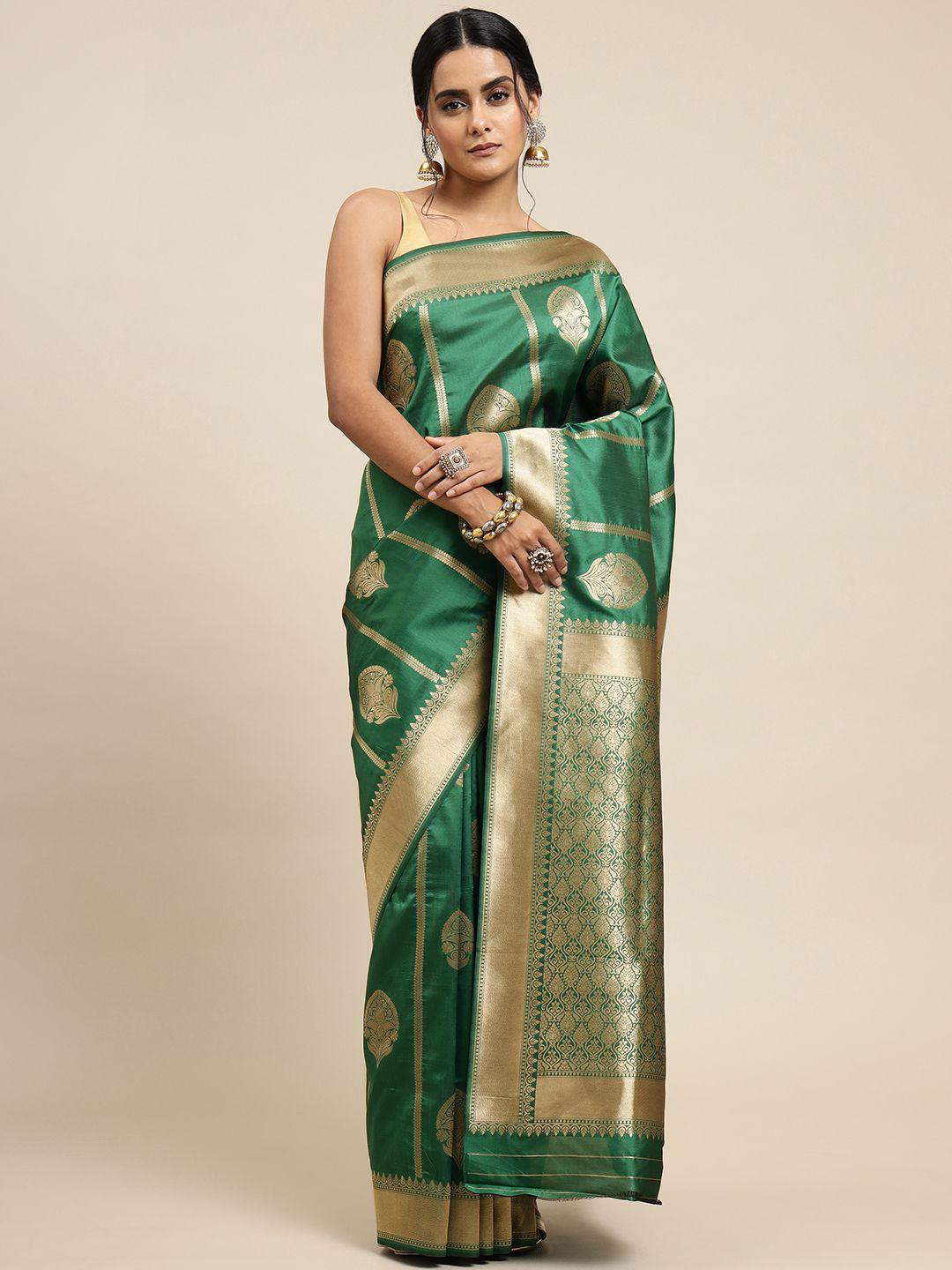 royal rajgharana saree green ethnic motifs silk blend banarasi sarees