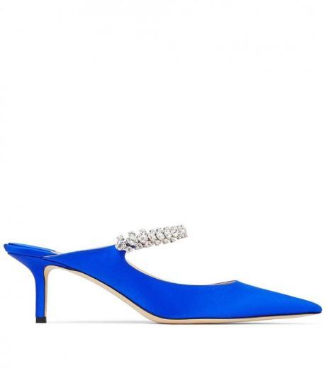 royal blue bing 65 crystal strap satin heels