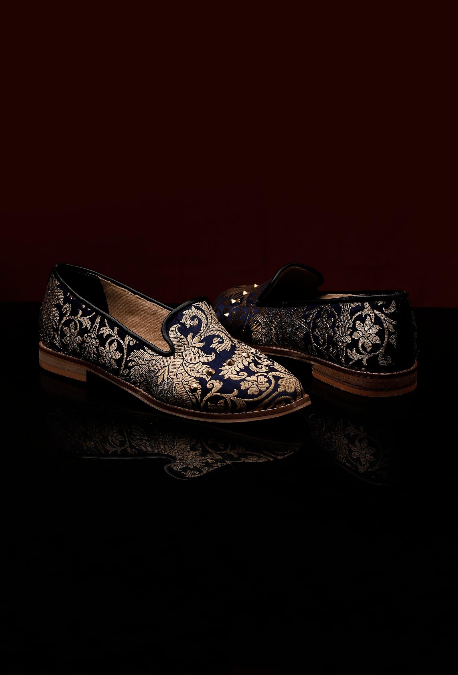 royal blue brocade loafers