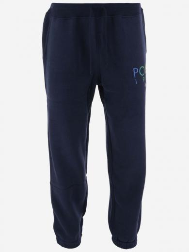 royal blue cotton blend joggers with logo