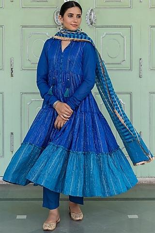 royal blue embellished anarkali set