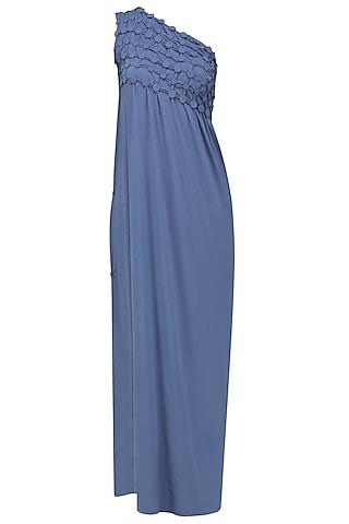 royal blue embellished one shoulder maxi dress