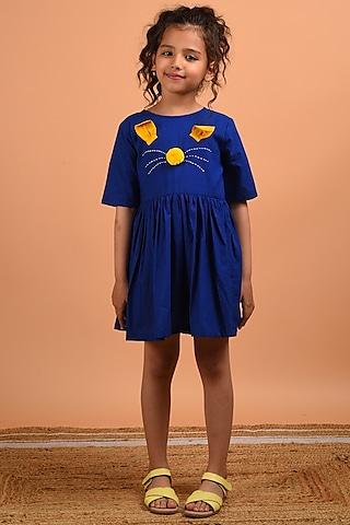 royal blue embroidered dress for girls