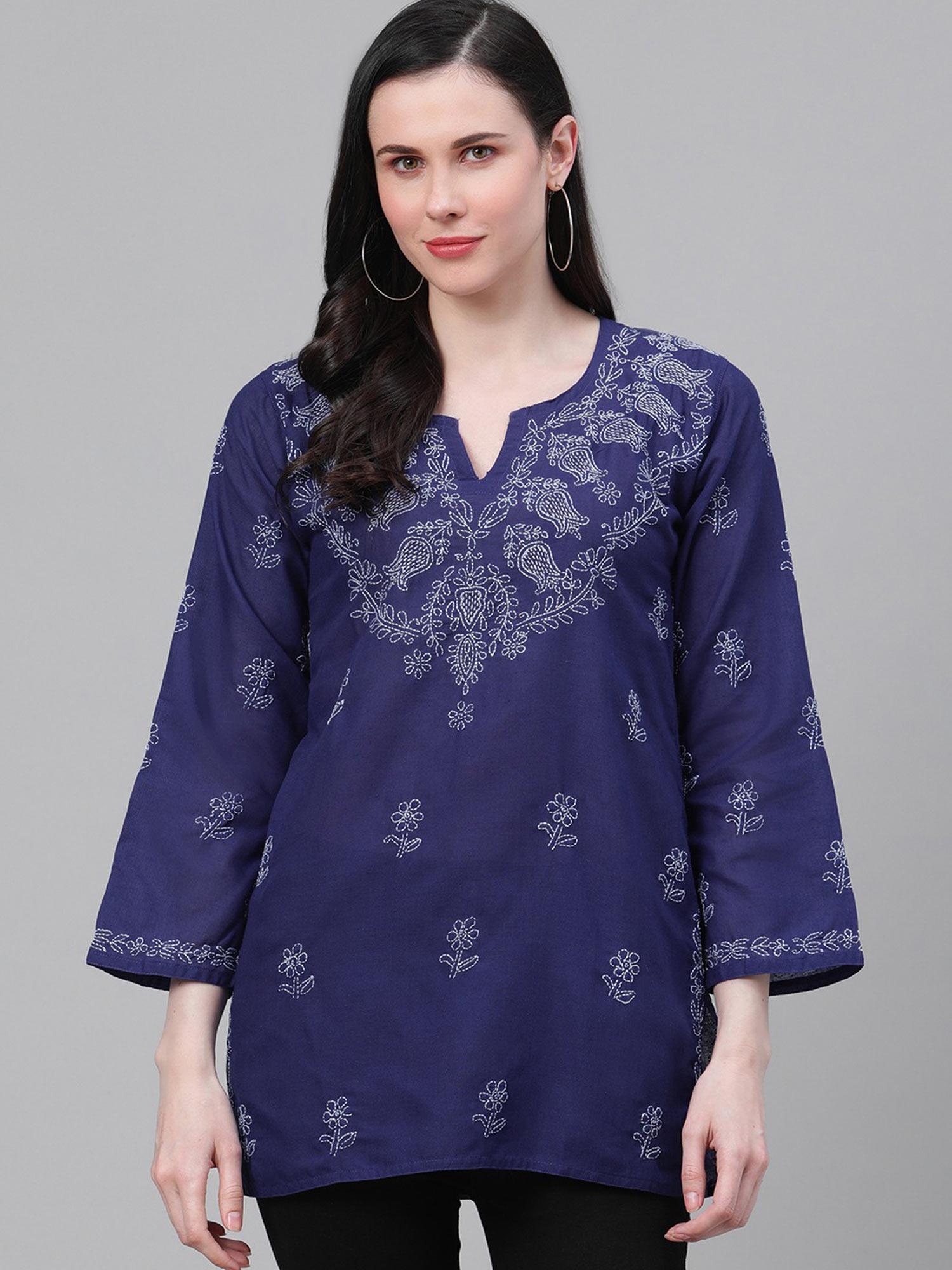 royal blue embroidered kurti (xxs) (a534792)