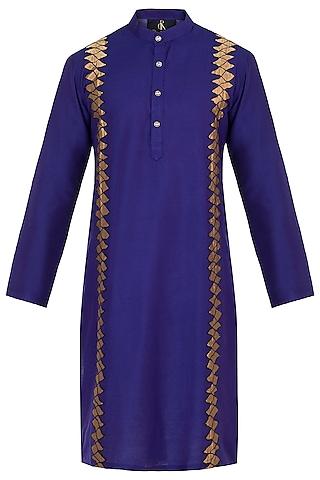 royal blue embroidered long kurta