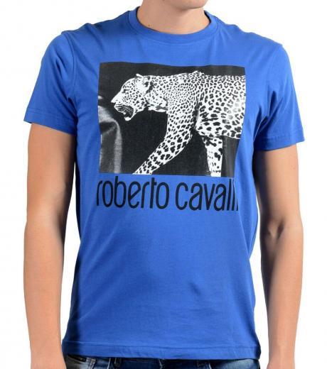 royal blue graphic leopard t-shirt