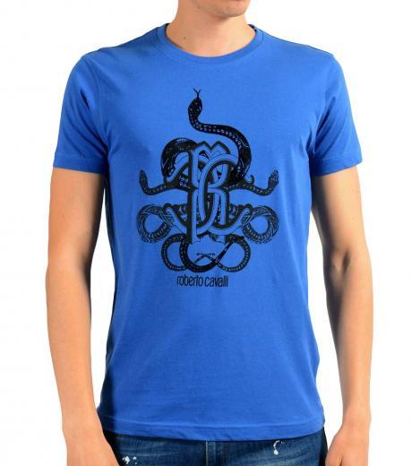 royal blue graphic print t-shirt