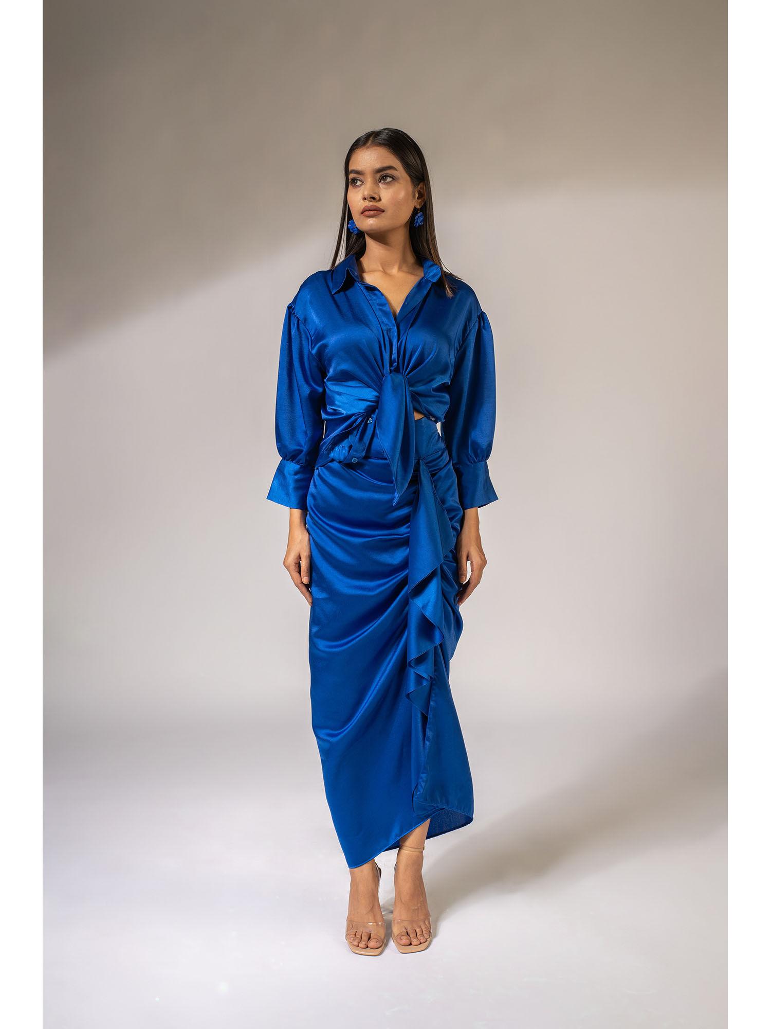 royal blue soho draped party co-ord (set of 2)