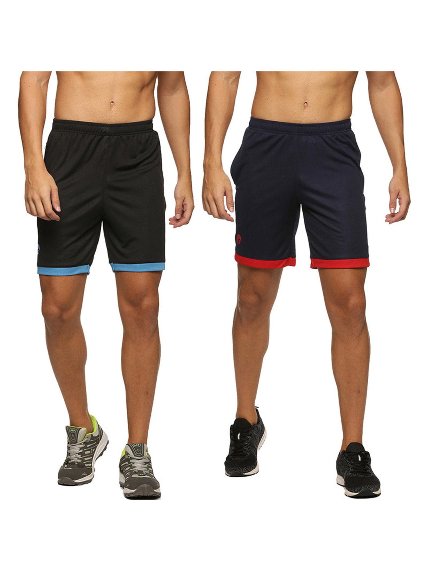 royal casual sports shorts for men black-navy (pack of 2)