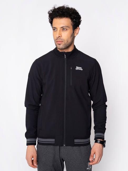 royal enfield black full sleeves mock collar jacket