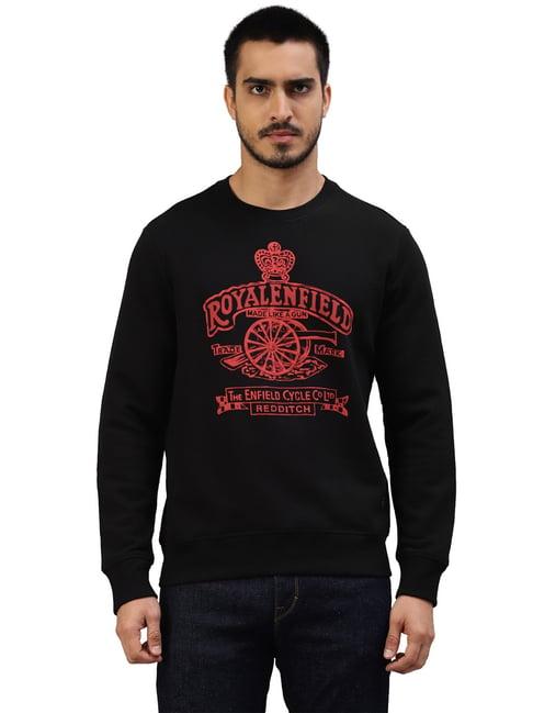 royal enfield black regular fit printed sweatshirt