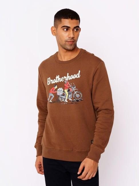 royal enfield brown round neck sweatshirt