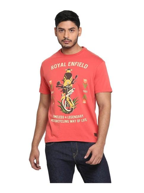 royal enfield burnt red printed t-shirt