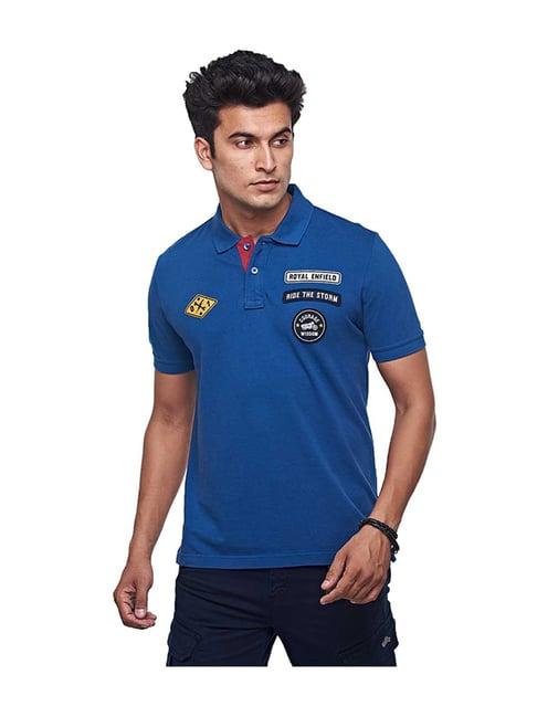 royal enfield dark blue regular fit polo t-shirt