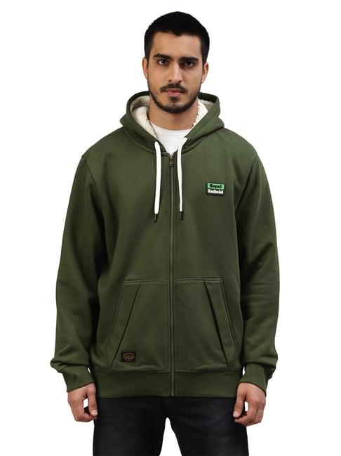 royal enfield dark olive regular fit hooded sweatshirt