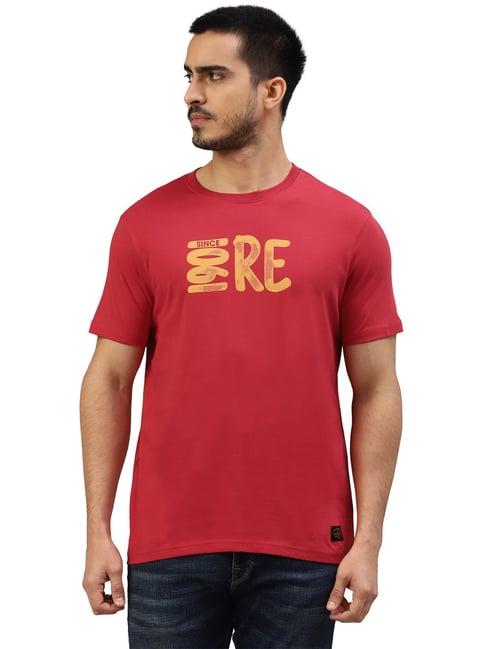 royal enfield everyday adventure red regular fit printed crew t-shirt