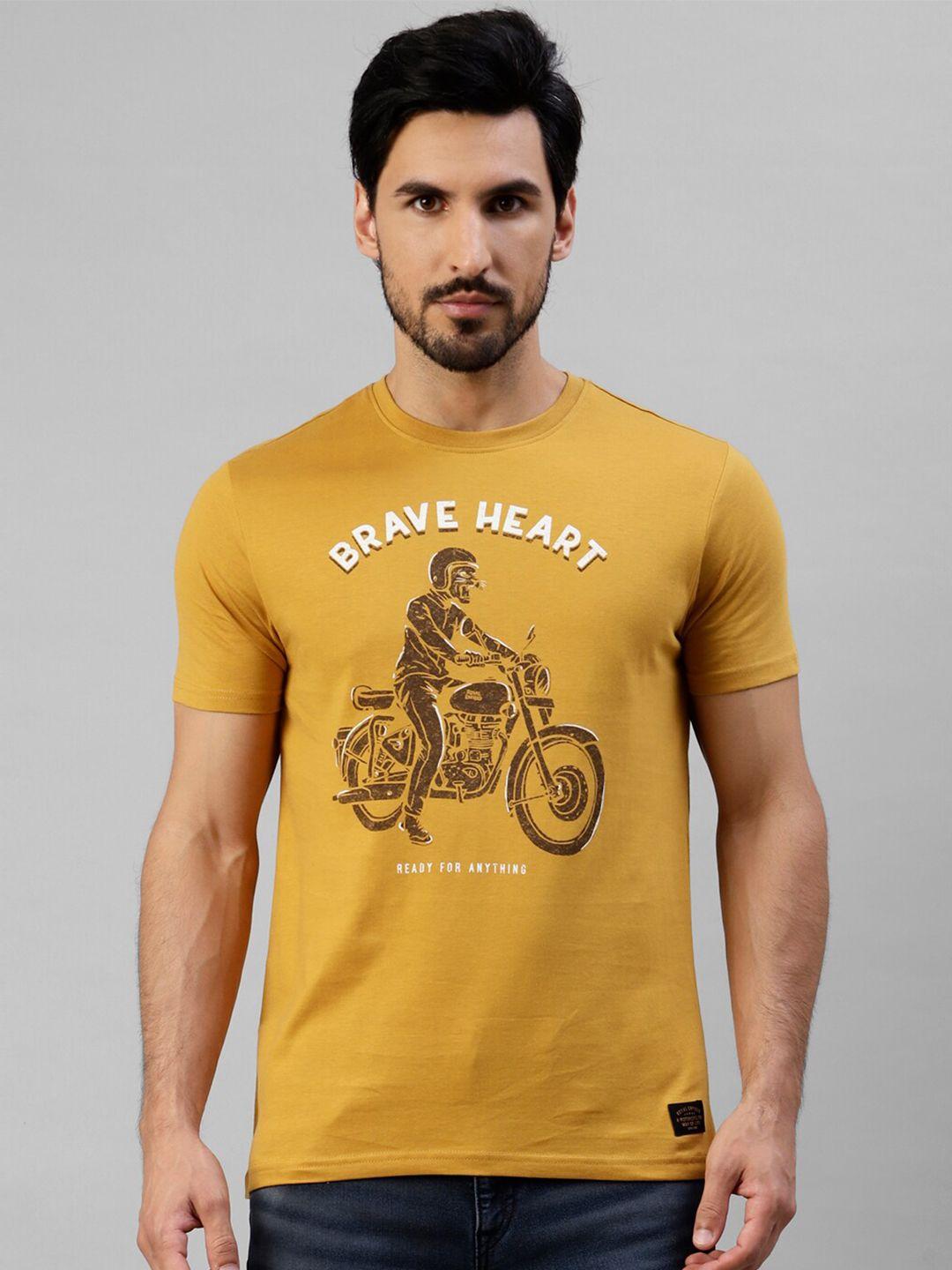 royal enfield graphic printed regular fit pure cotton casual t-shirt