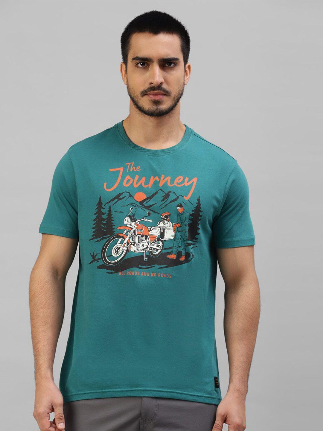 royal enfield graphic printed round neck regular fit cotton t-shirt
