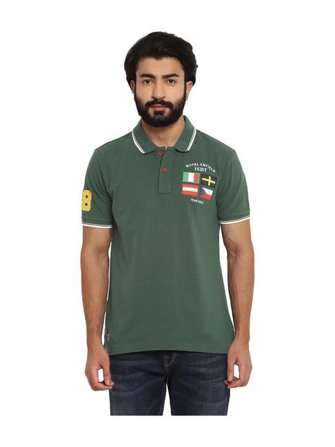 royal enfield green cotton flag polo t-shirt