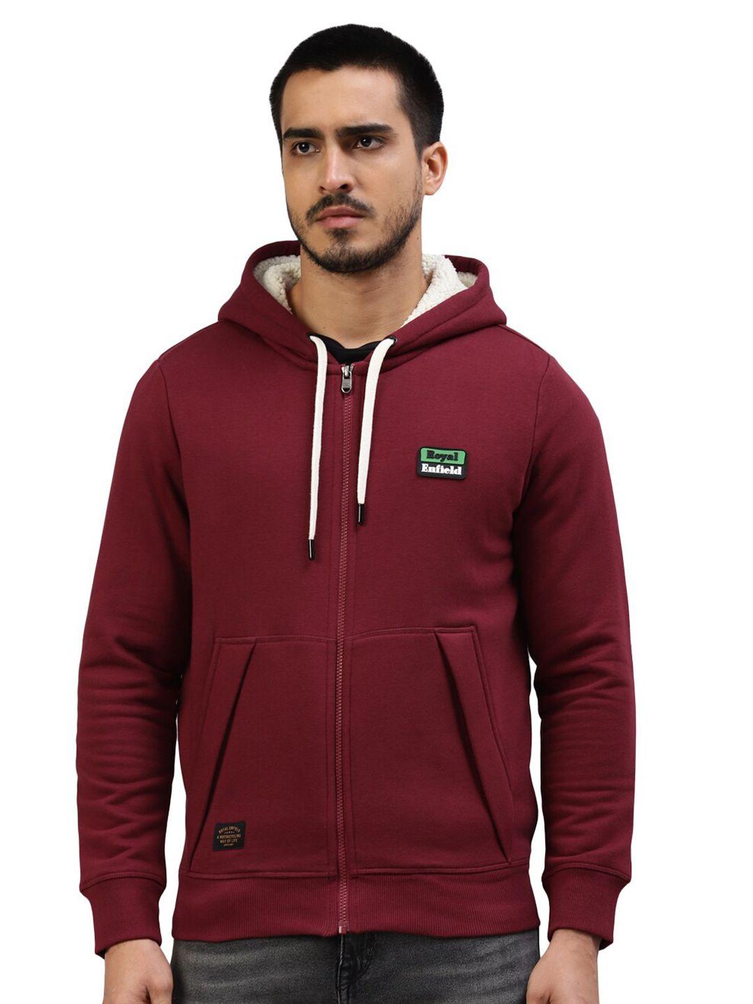 royal enfield hooded cotton front-open sweatshirt