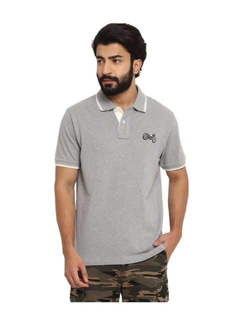 royal enfield light grey himalayan polo t-shirt