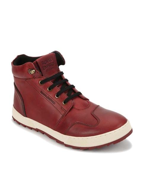 royal enfield men's maroon boots