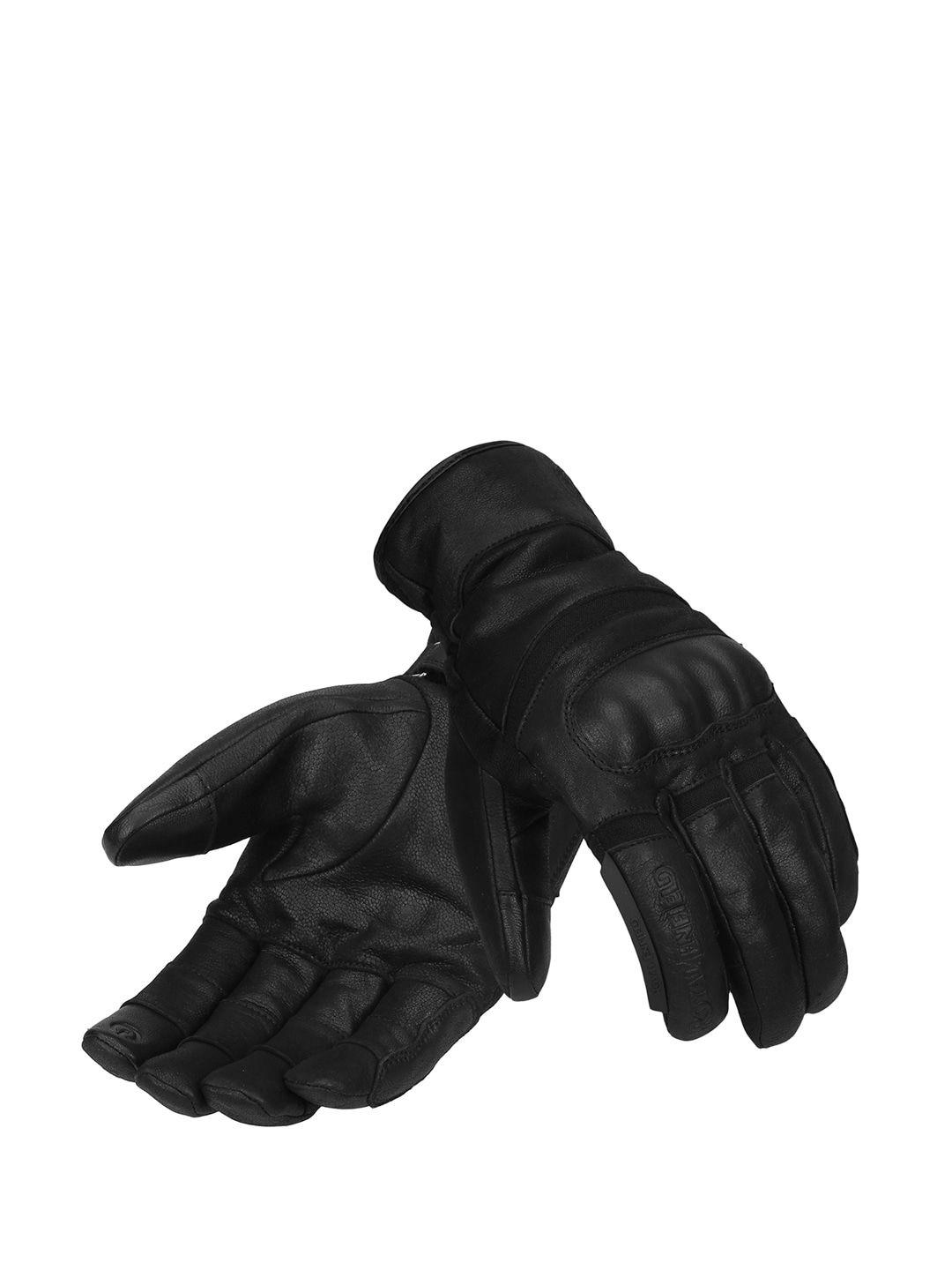 royal enfield men black solid goat leather stout riding gloves