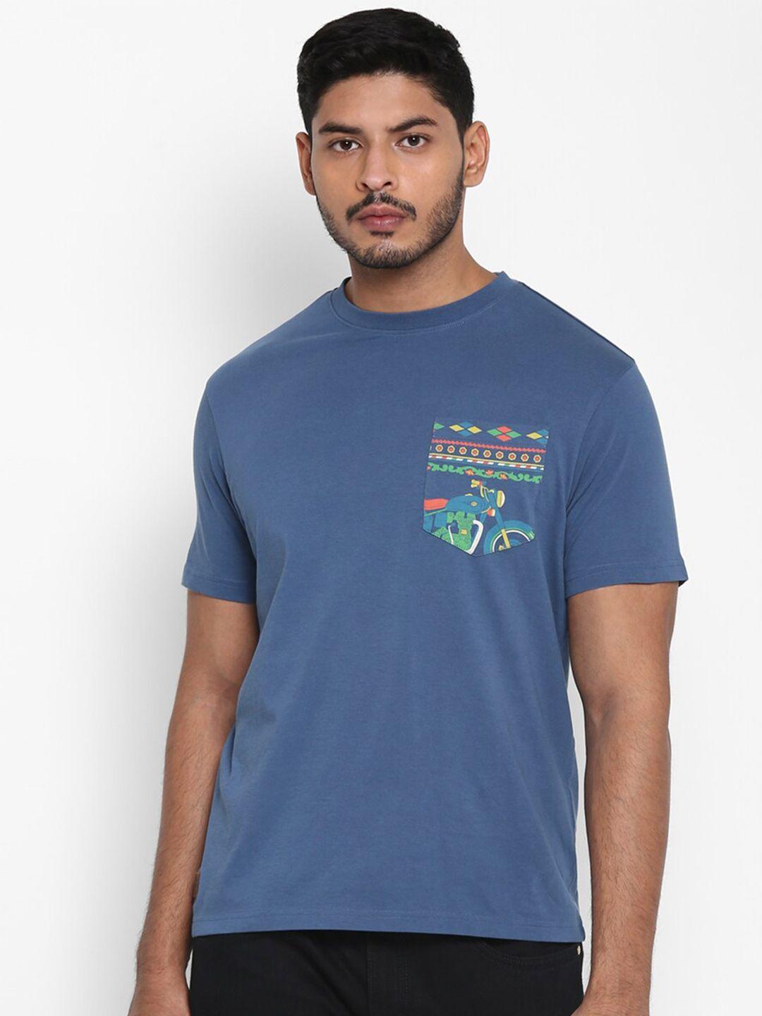 royal enfield men blue graphic printed t-shirt