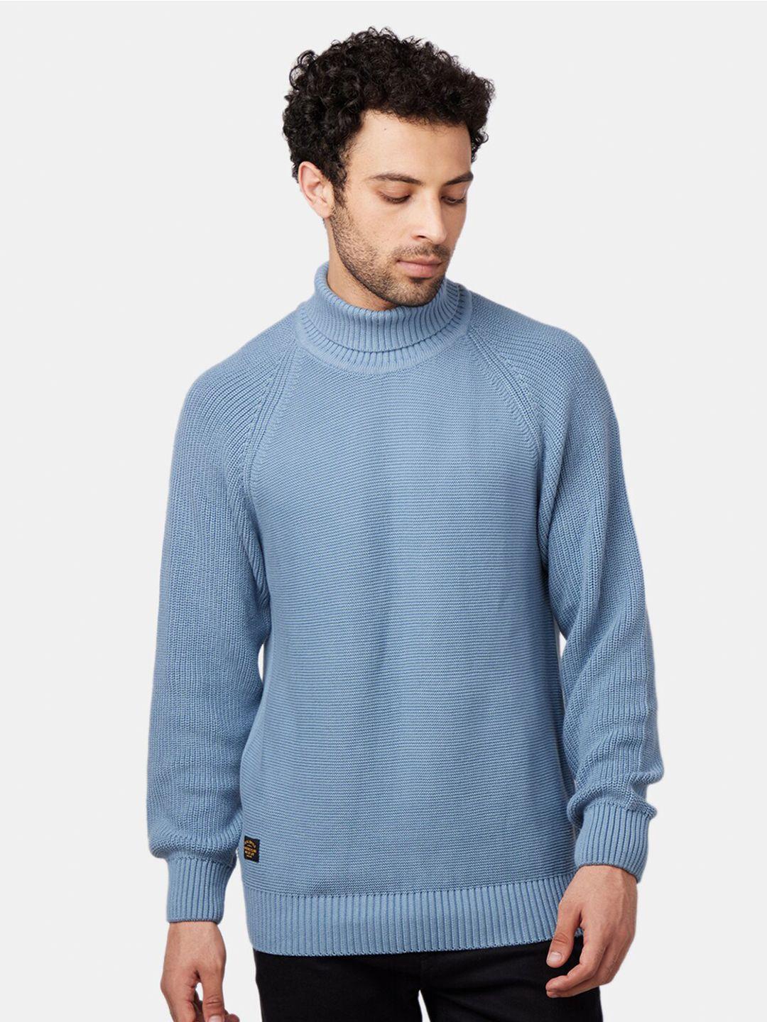 royal enfield men blue ribbed pullover