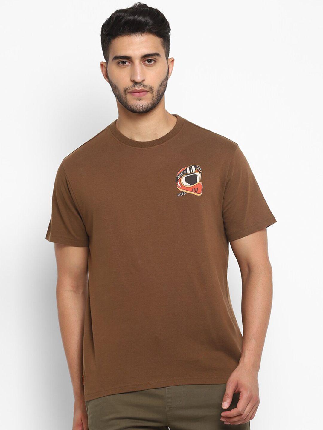 royal enfield men brown cotton t-shirt