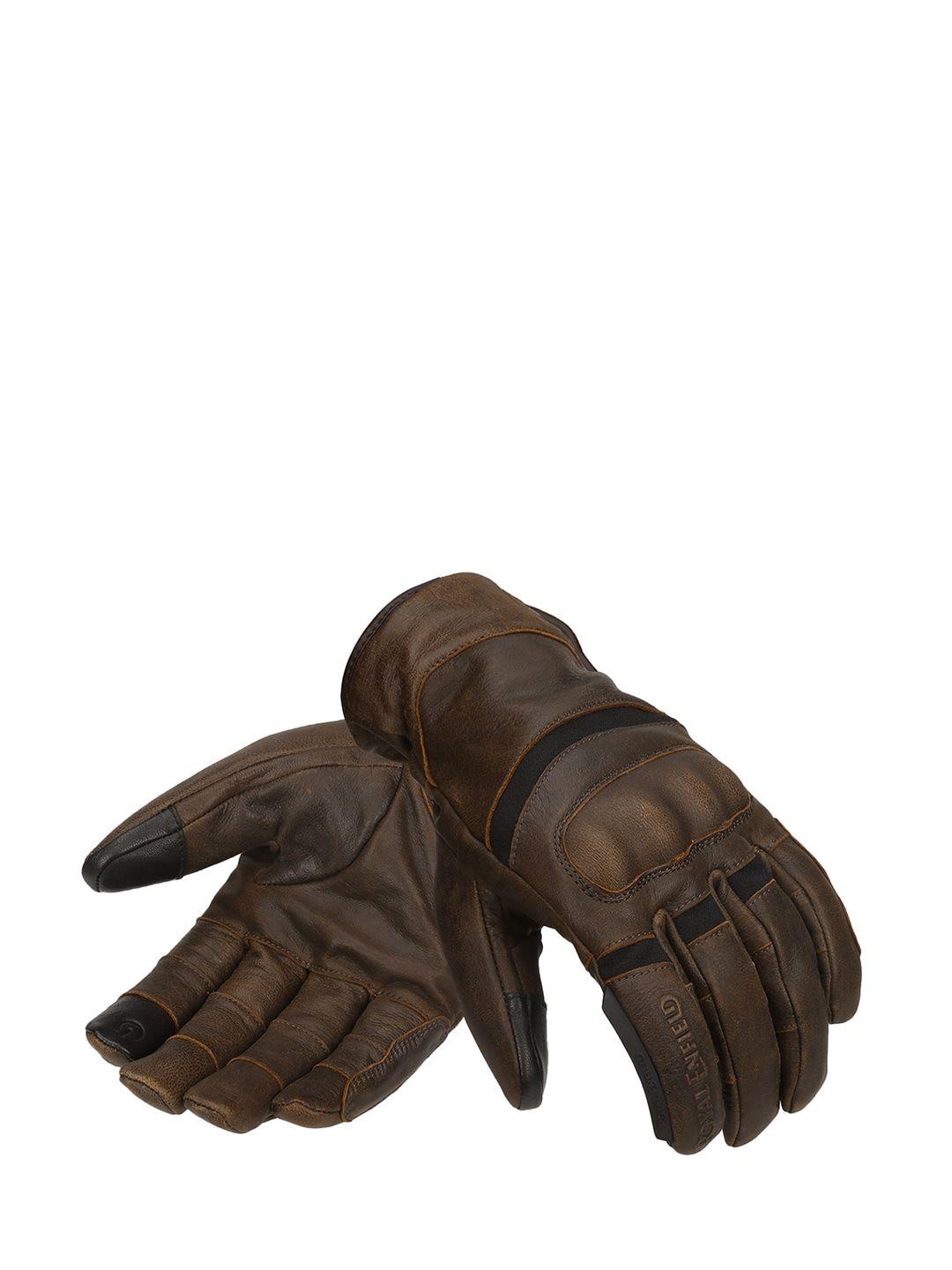 royal enfield men brown leather stout riding gloves