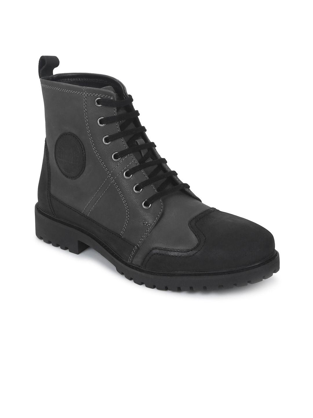 royal enfield men colourblocked leather high-top boots