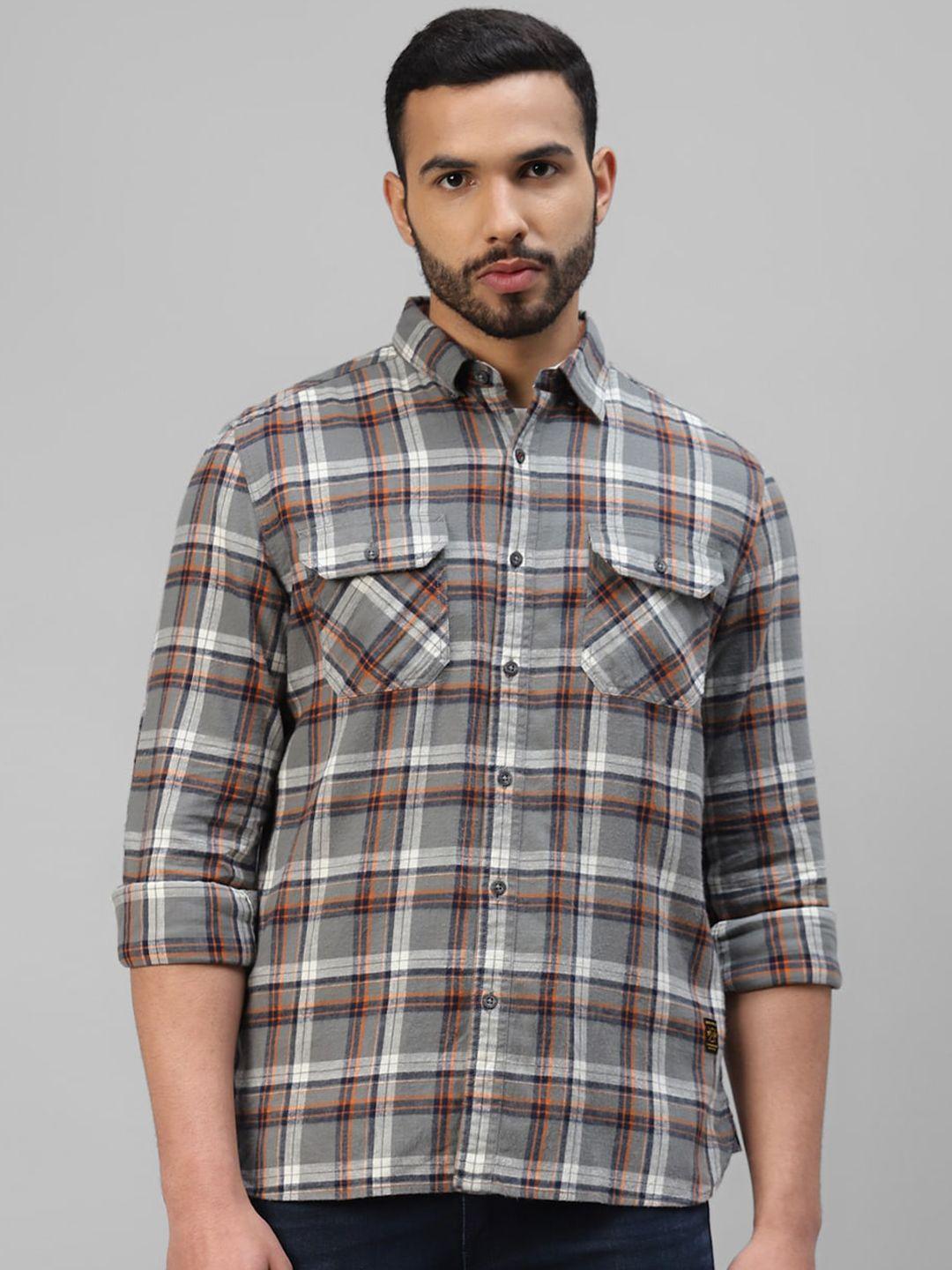 royal enfield men cotton tartan checked casual shirt