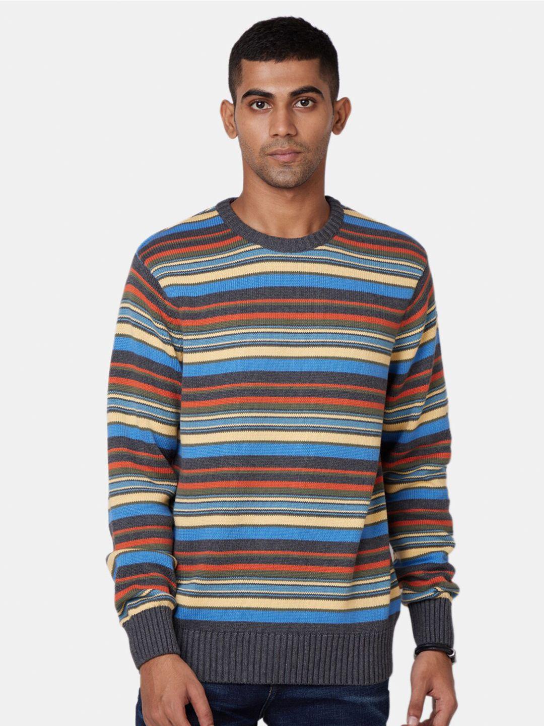 royal enfield men maroon & blue striped striped pullover