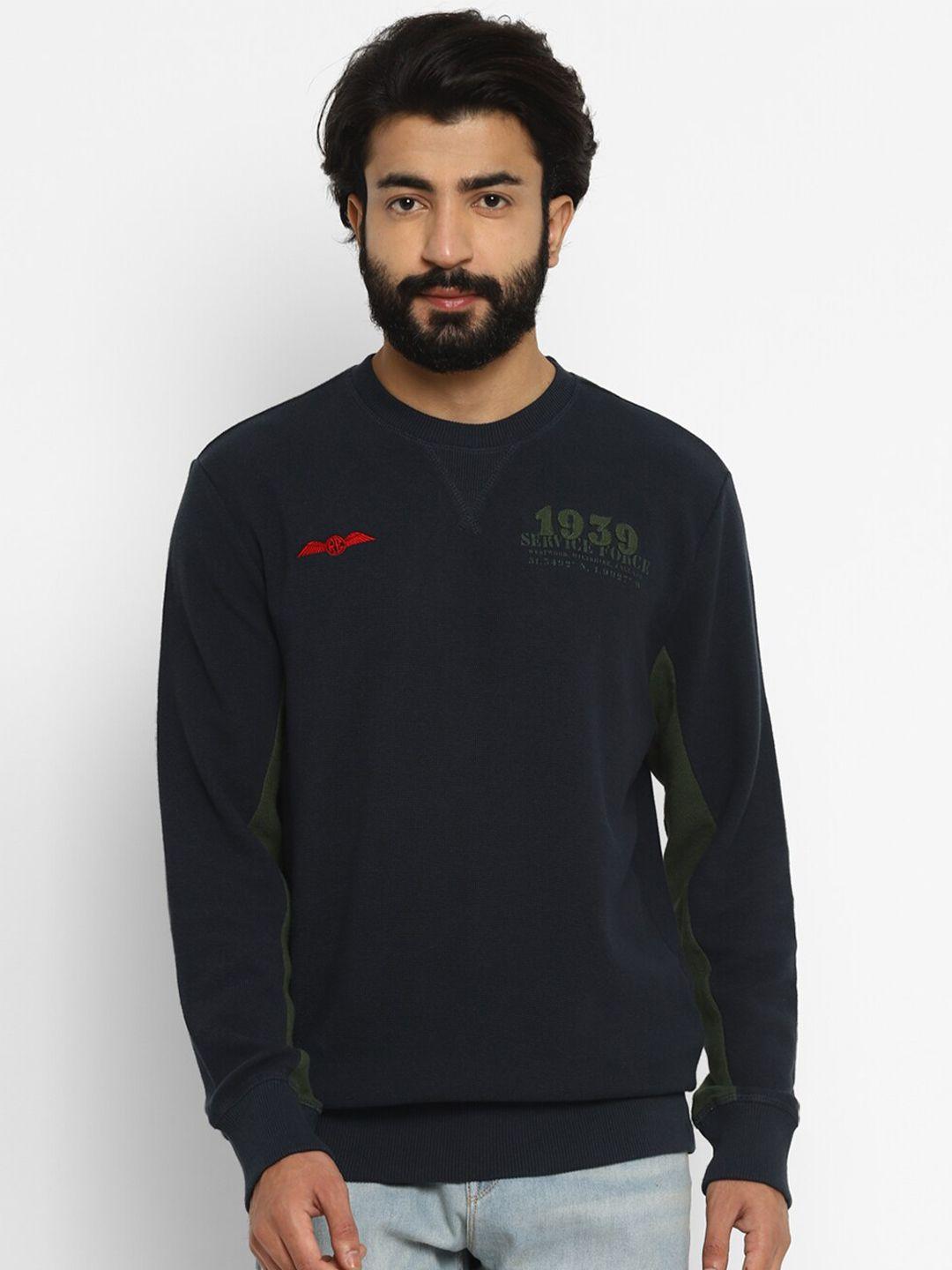 royal enfield men navy blue fleece sweatshirt