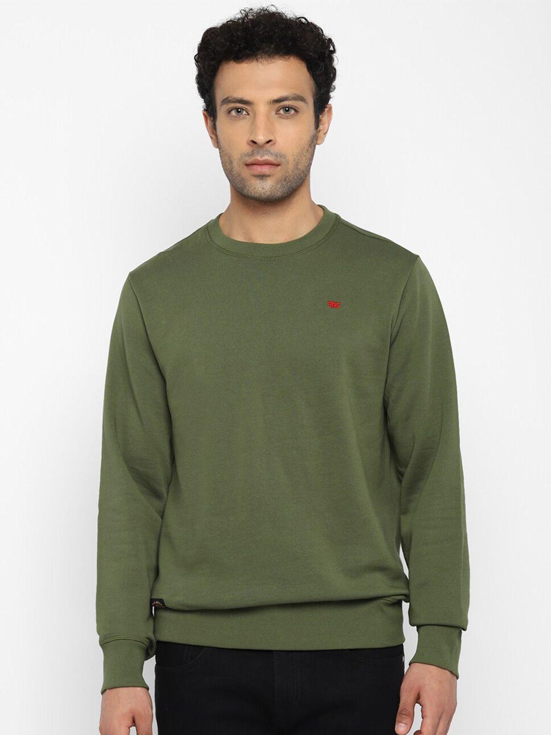 royal enfield men olive green printed sweatshirt