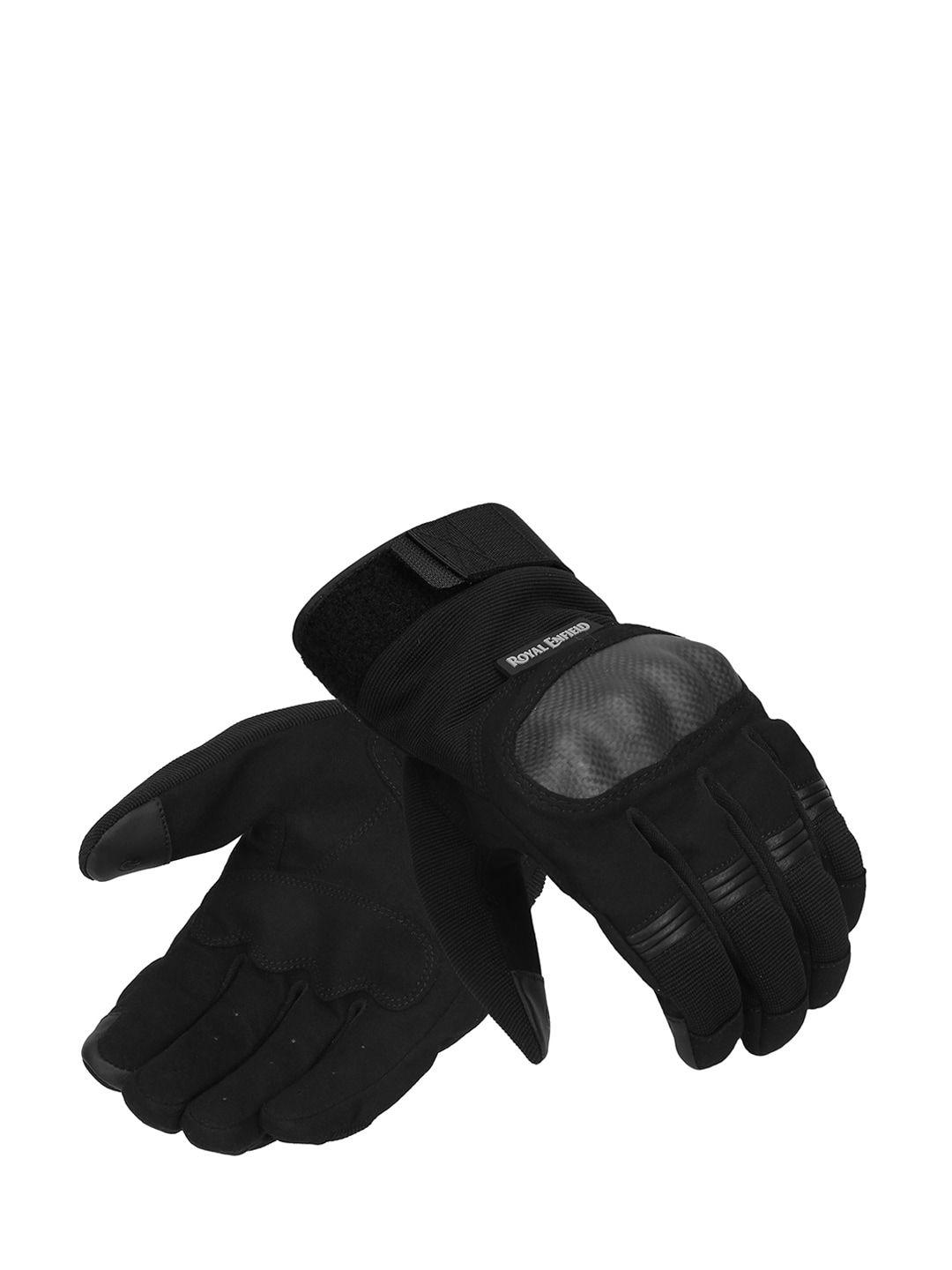 royal enfield men solid black strident riding gloves