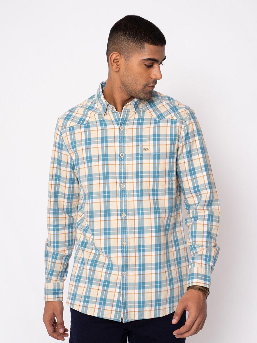 royal enfield men tartan checked casual shirt