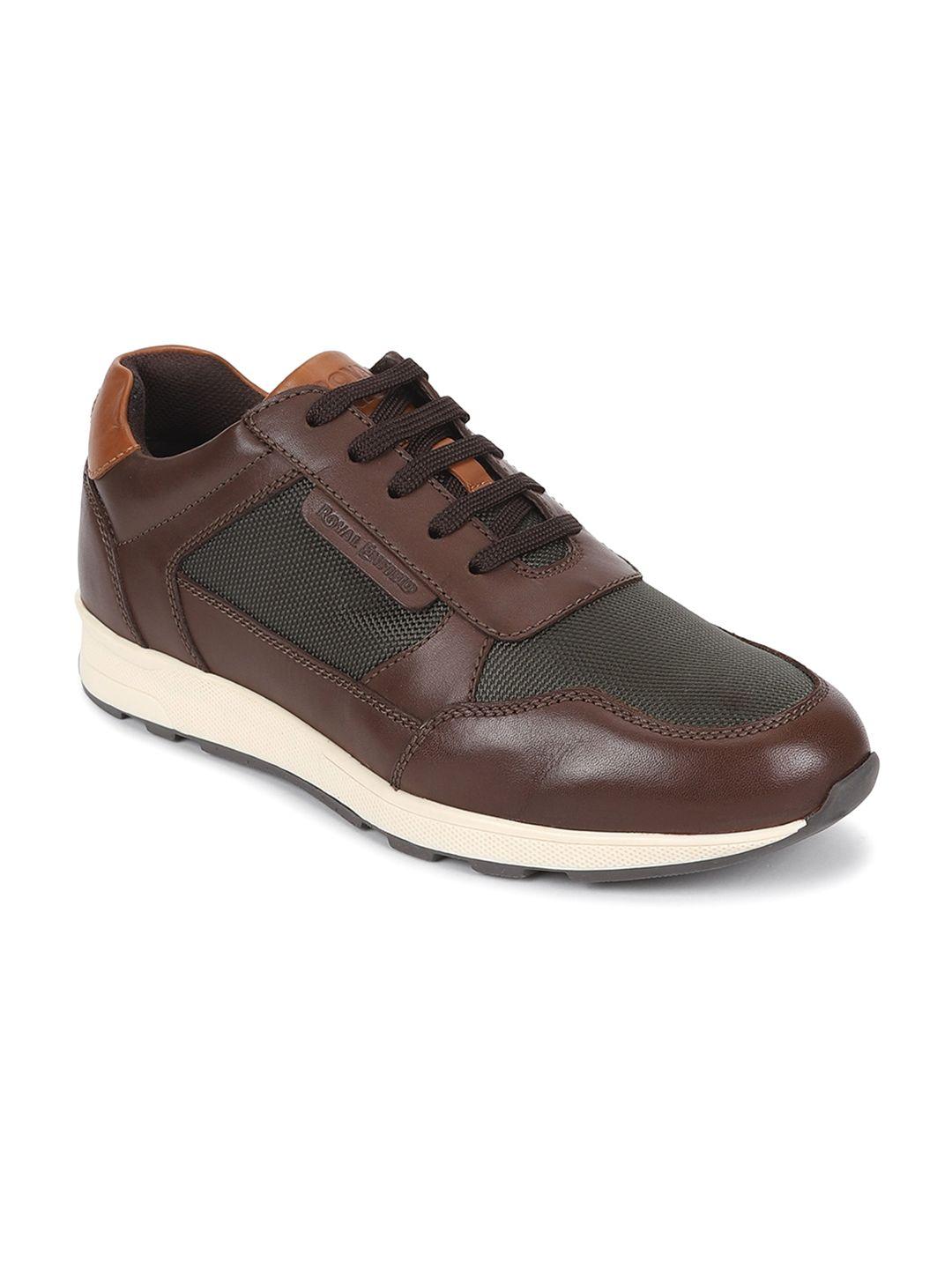 royal enfield men thump textured leather sneakers