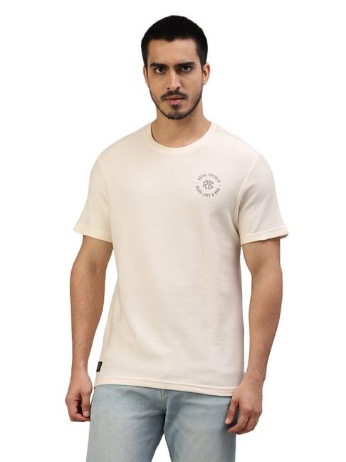 royal enfield mlg classic off white regular fit logo print crew t-shirt